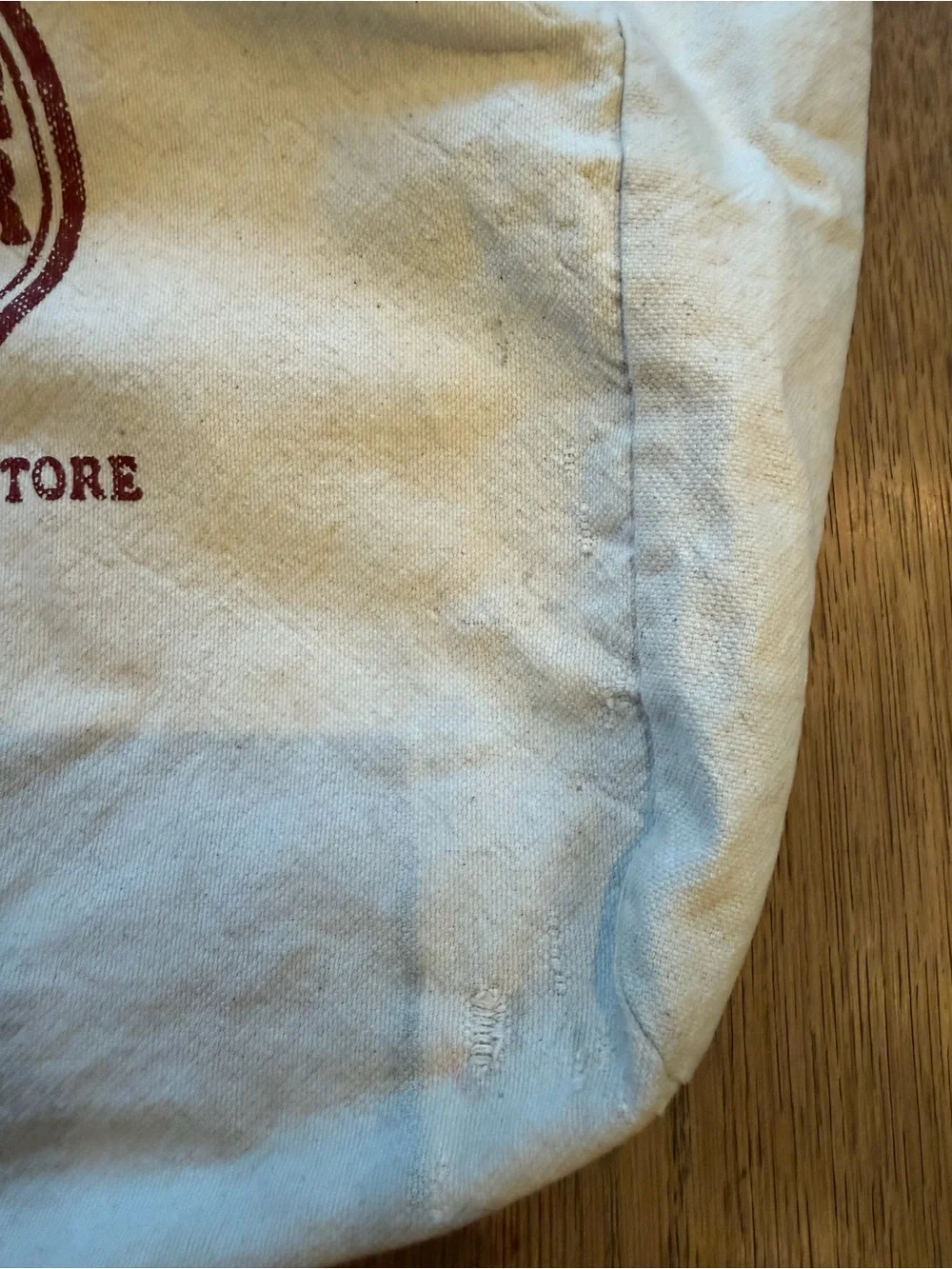 RARE OG Vintage Trader Joe's Canvas Tote Bag in Off-White with Burgundy Logo